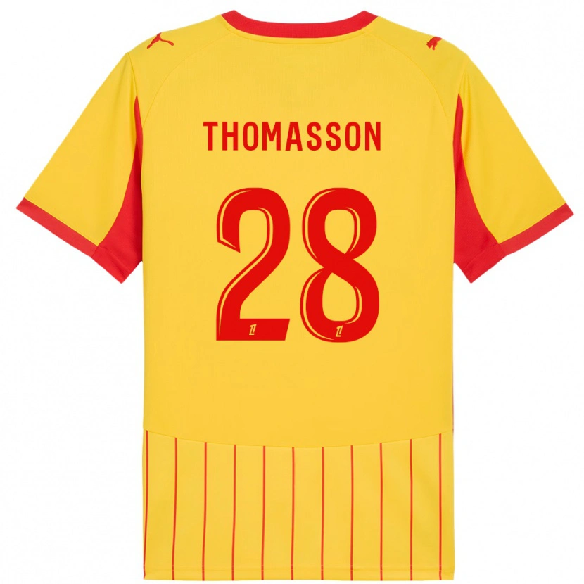 Danxen Dames Adrien Thomasson #28 Geel Rood Thuisshirt Thuistenue 2025/26 T-Shirt