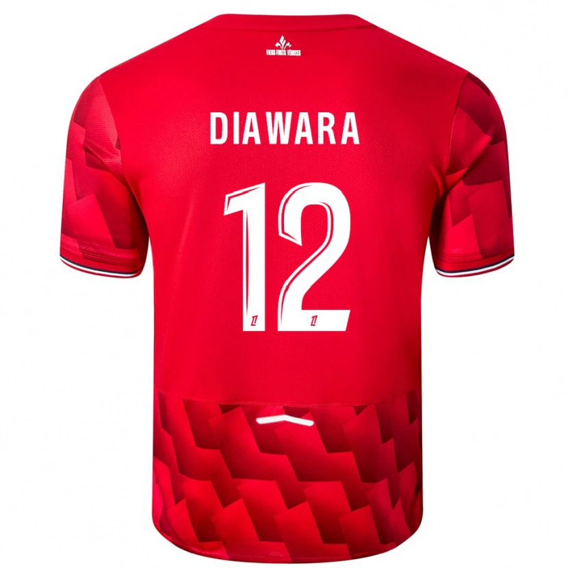 Danxen Dames Bakari Diawara #12 Rood Wit Thuisshirt Thuistenue 2025/26 T-Shirt