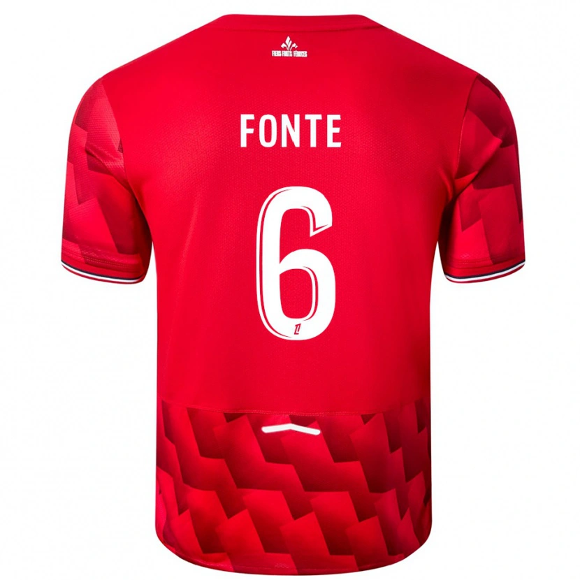 Danxen Dames Jose Fonte #6 Rood Wit Thuisshirt Thuistenue 2025/26 T-Shirt