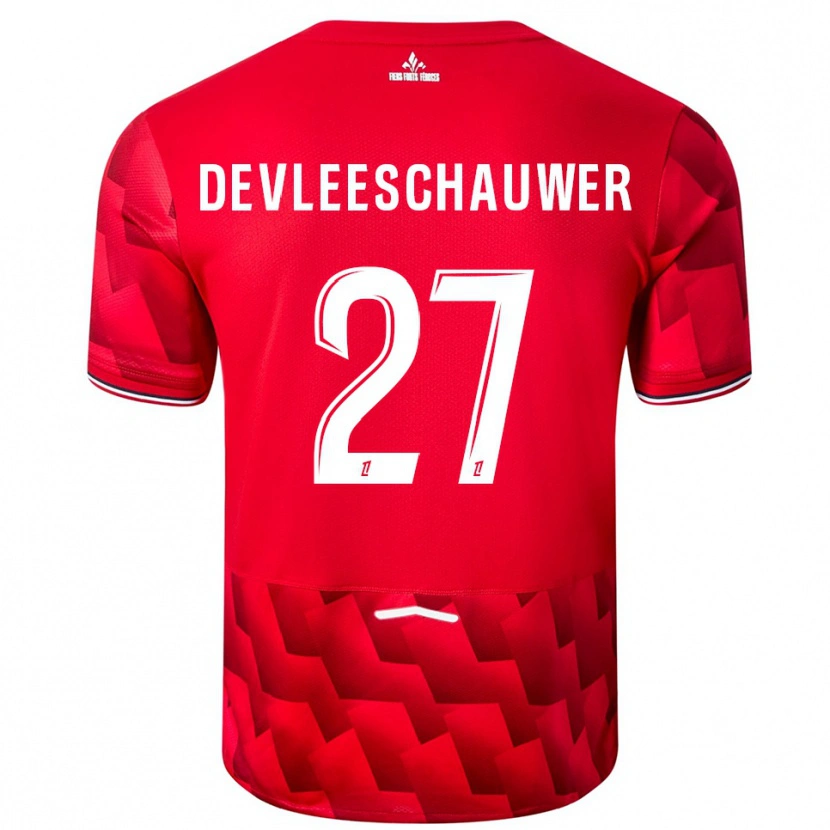 Danxen Dames Gwenaëlle Devleeschauwer #27 Rood Wit Thuisshirt Thuistenue 2025/26 T-Shirt