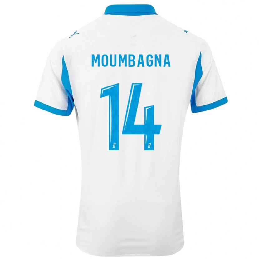 Danxen Dames Faris Moumbagna #14 Wit Hemelsblauw Thuisshirt Thuistenue 2025/26 T-Shirt