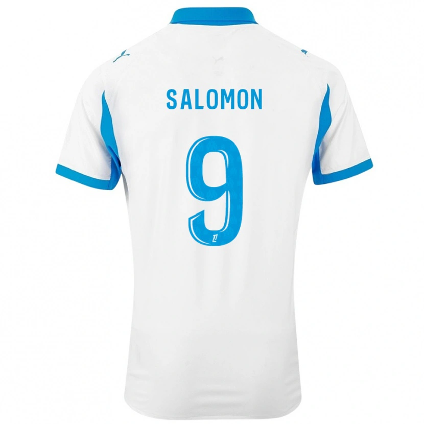 Danxen Dames Maeva Salomon #9 Wit Hemelsblauw Thuisshirt Thuistenue 2025/26 T-Shirt