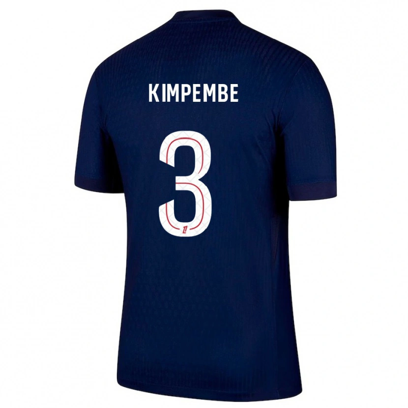 Danxen Dames Presnel Kimpembe #3 Marineblauw Rood Thuisshirt Thuistenue 2025/26 T-Shirt
