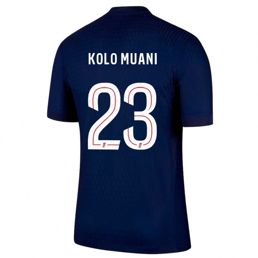 Danxen Dames Randal Kolo Muani #23 Marineblauw Rood Thuisshirt Thuistenue 2025/26 T-Shirt