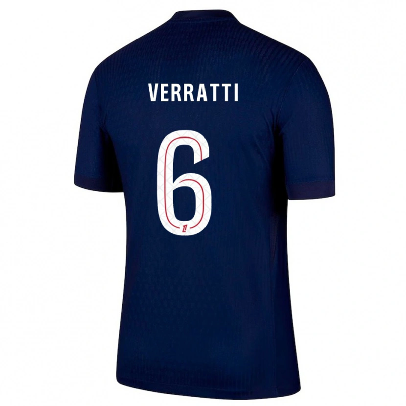 Danxen Dames Marco Verratti #6 Marineblauw Rood Thuisshirt Thuistenue 2025/26 T-Shirt