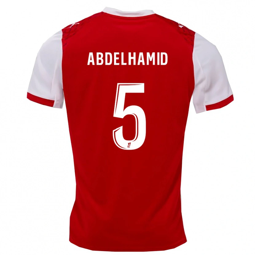 Danxen Dames Yunis Abdelhamid #5 Rood Wit Thuisshirt Thuistenue 2025/26 T-Shirt