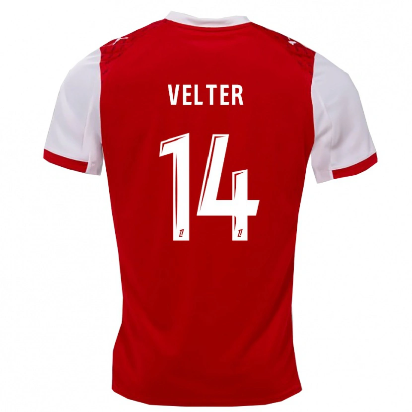 Danxen Dames Timéo Velter #14 Rood Wit Thuisshirt Thuistenue 2025/26 T-Shirt