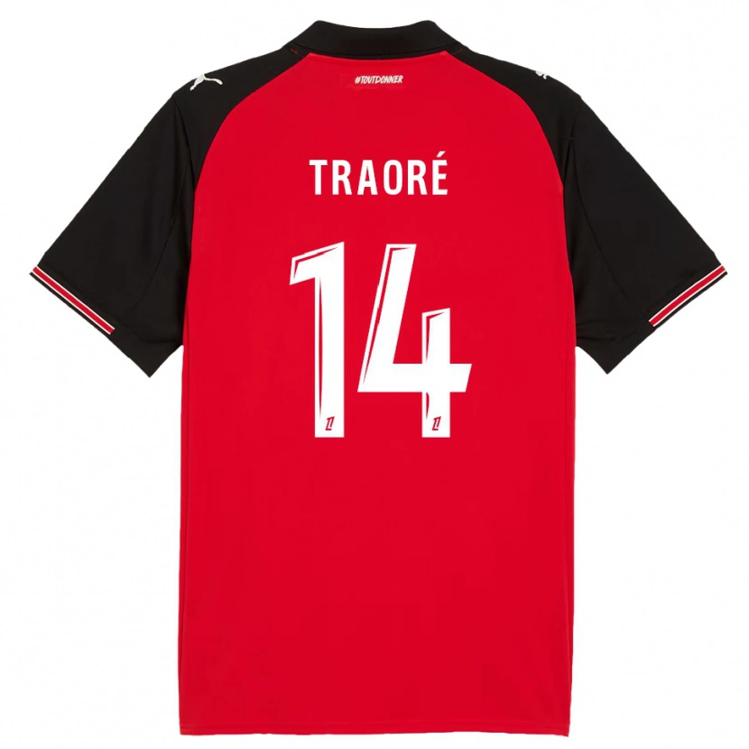 Danxen Dames Erwan Traoré #14 Rood Zwart Thuisshirt Thuistenue 2025/26 T-Shirt