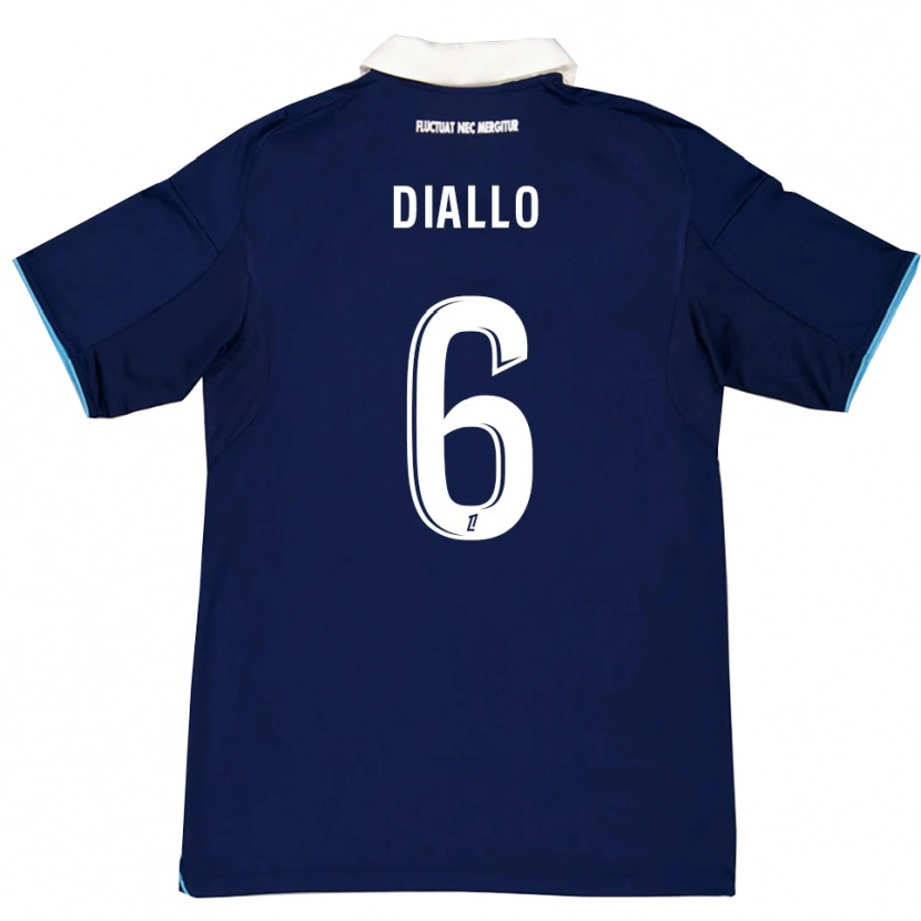 Danxen Dames Ibrahim Diallo #6 Donkerblauw Wit Thuisshirt Thuistenue 2025/26 T-Shirt