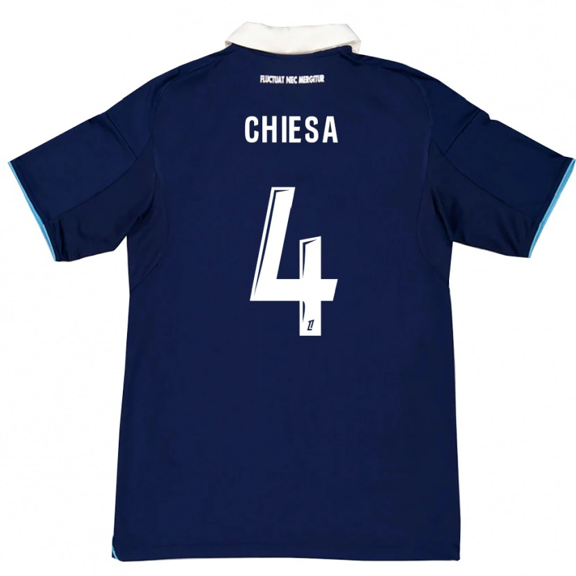 Danxen Dames Ange Chiesa #4 Donkerblauw Wit Thuisshirt Thuistenue 2025/26 T-Shirt