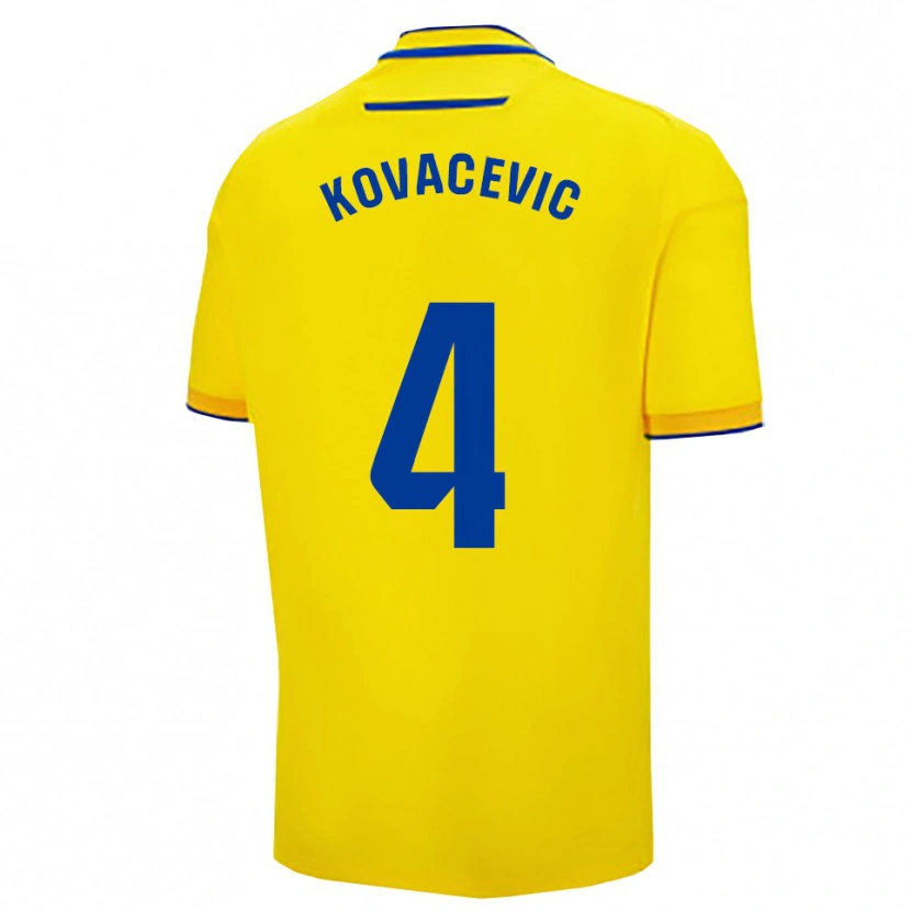 Danxen Dames Bojan Kovacevic #4 Geel Marineblauw Thuisshirt Thuistenue 2025/26 T-Shirt