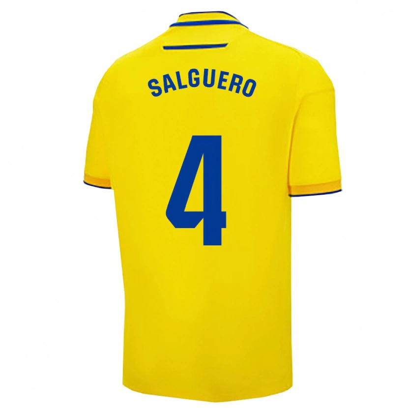 Danxen Dames Adrián Salguero #4 Geel Marineblauw Thuisshirt Thuistenue 2025/26 T-Shirt