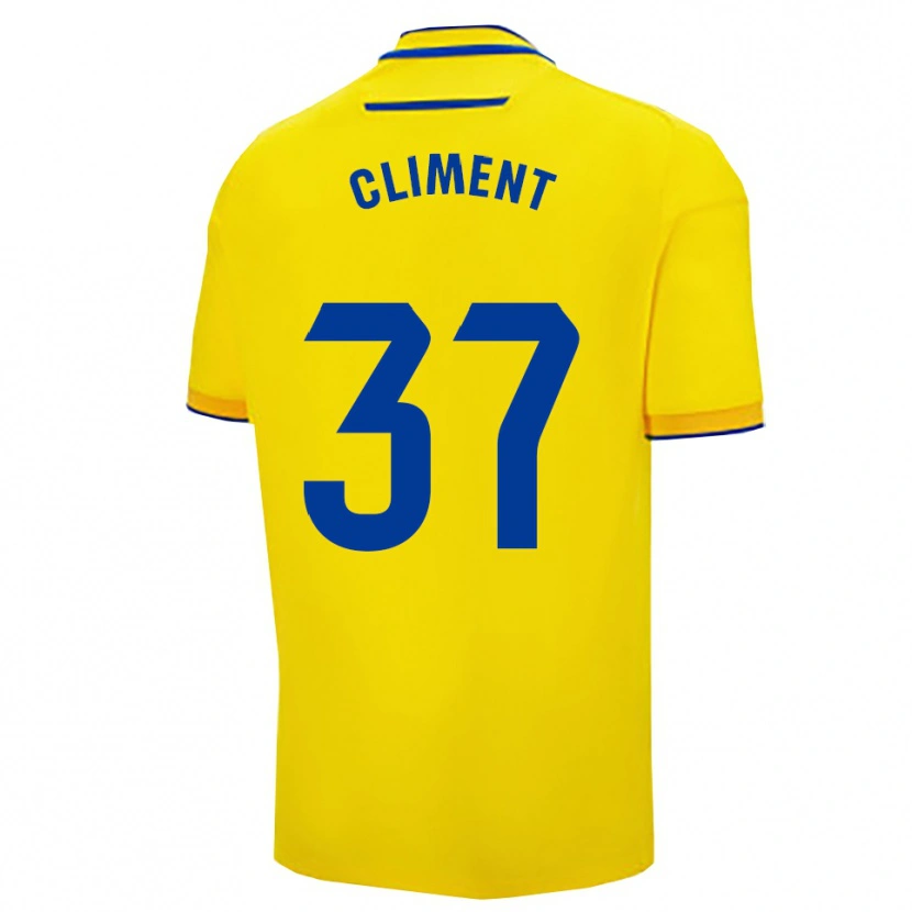 Danxen Dames Mario Climent #37 Geel Marineblauw Thuisshirt Thuistenue 2025/26 T-Shirt