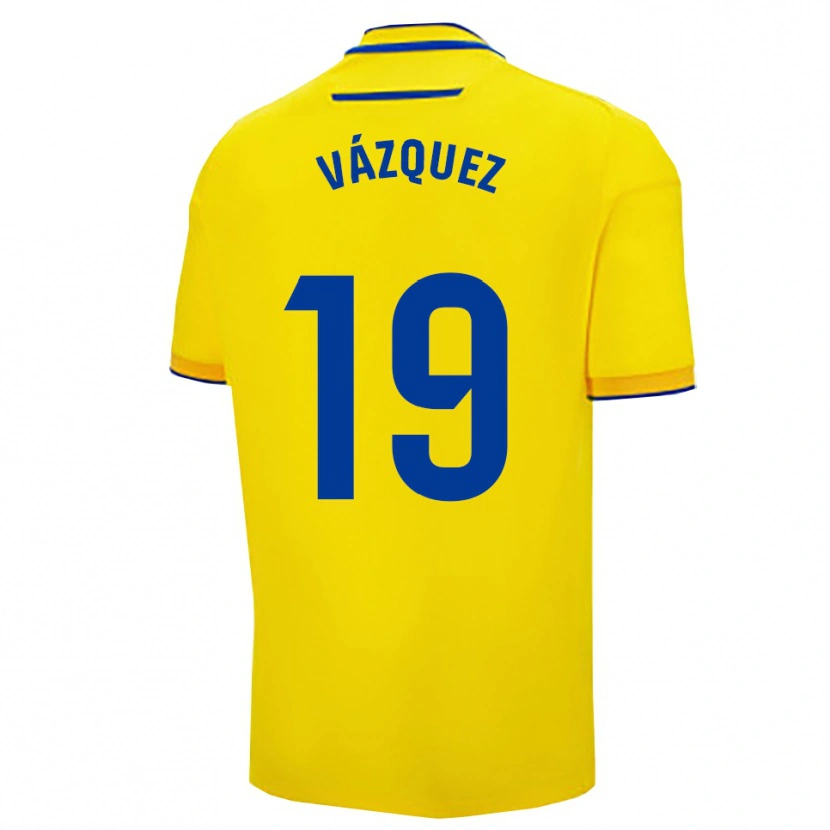Danxen Dames Borja Vázquez #19 Geel Marineblauw Thuisshirt Thuistenue 2025/26 T-Shirt