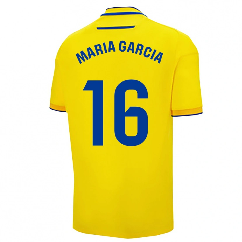 Danxen Dames Maria García Fernández #16 Geel Marineblauw Thuisshirt Thuistenue 2025/26 T-Shirt