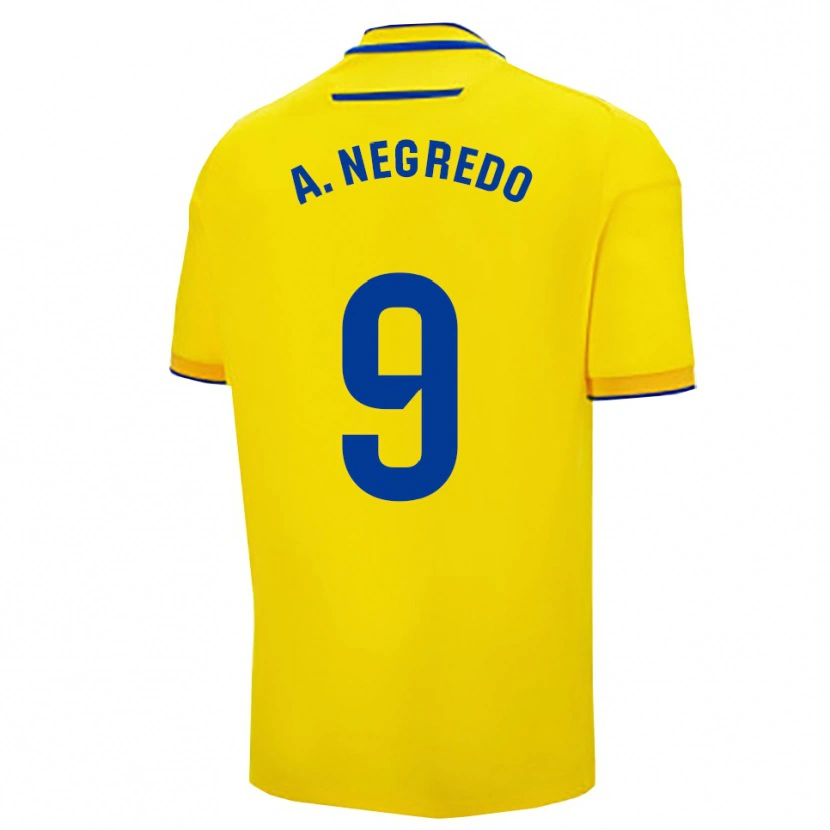 Danxen Dames Álvaro Negredo #9 Geel Marineblauw Thuisshirt Thuistenue 2025/26 T-Shirt