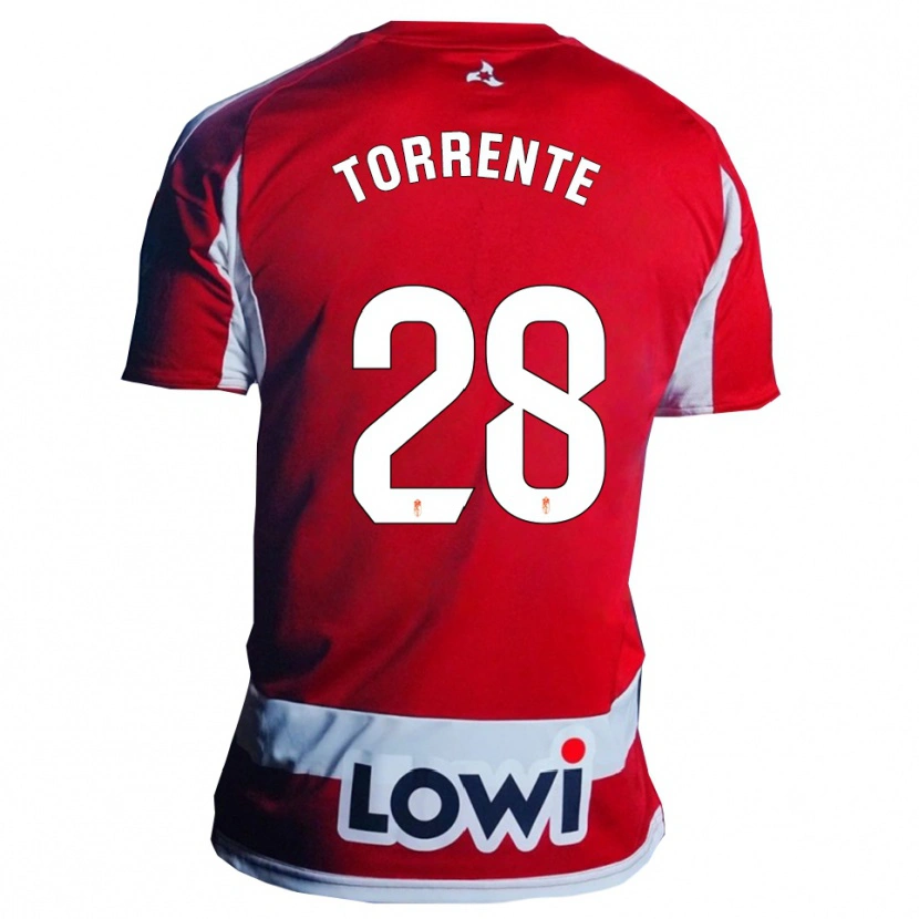 Danxen Dames Raúl Torrente #28 Rood Wit Thuisshirt Thuistenue 2025/26 T-Shirt