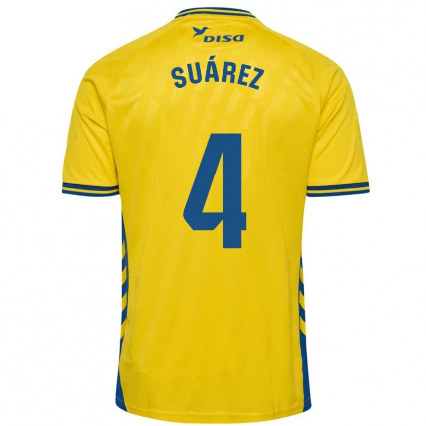 Danxen Dames Álex Suárez #4 Geel Blauw Thuisshirt Thuistenue 2025/26 T-Shirt