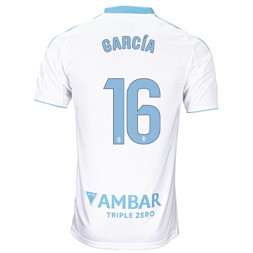 Danxen Dames Iker García #16 Wit Hemelsblauw Thuisshirt Thuistenue 2025/26 T-Shirt