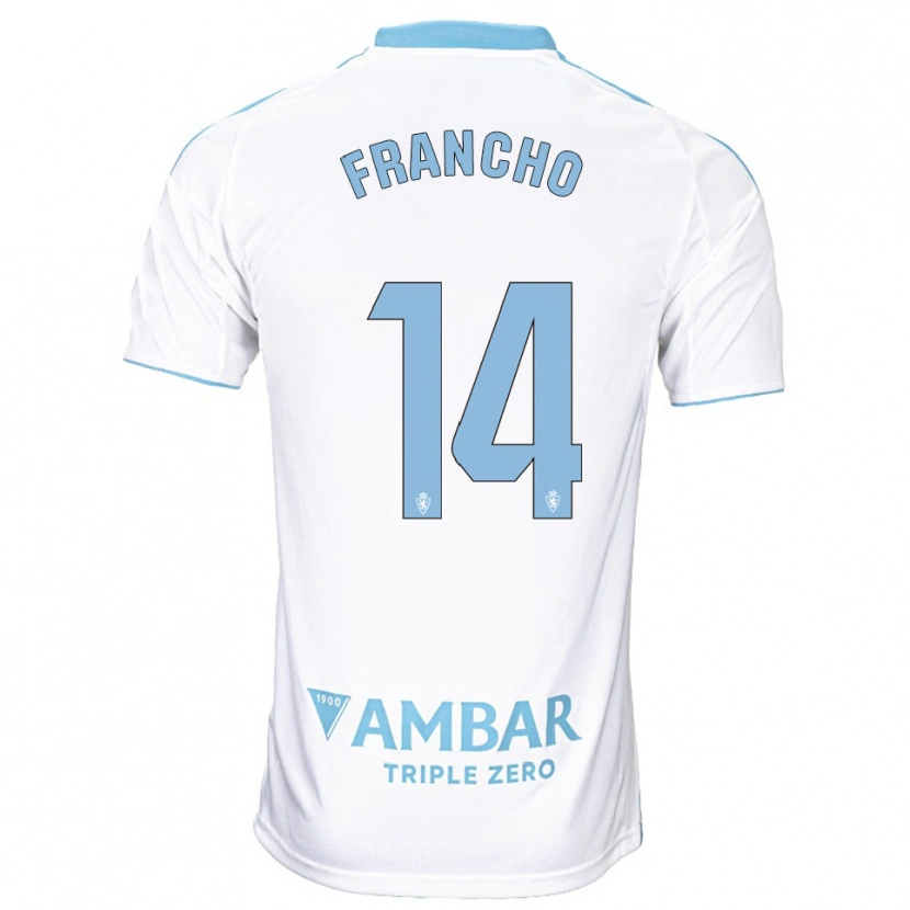 Danxen Dames Francho Serrano #14 Wit Hemelsblauw Thuisshirt Thuistenue 2025/26 T-Shirt