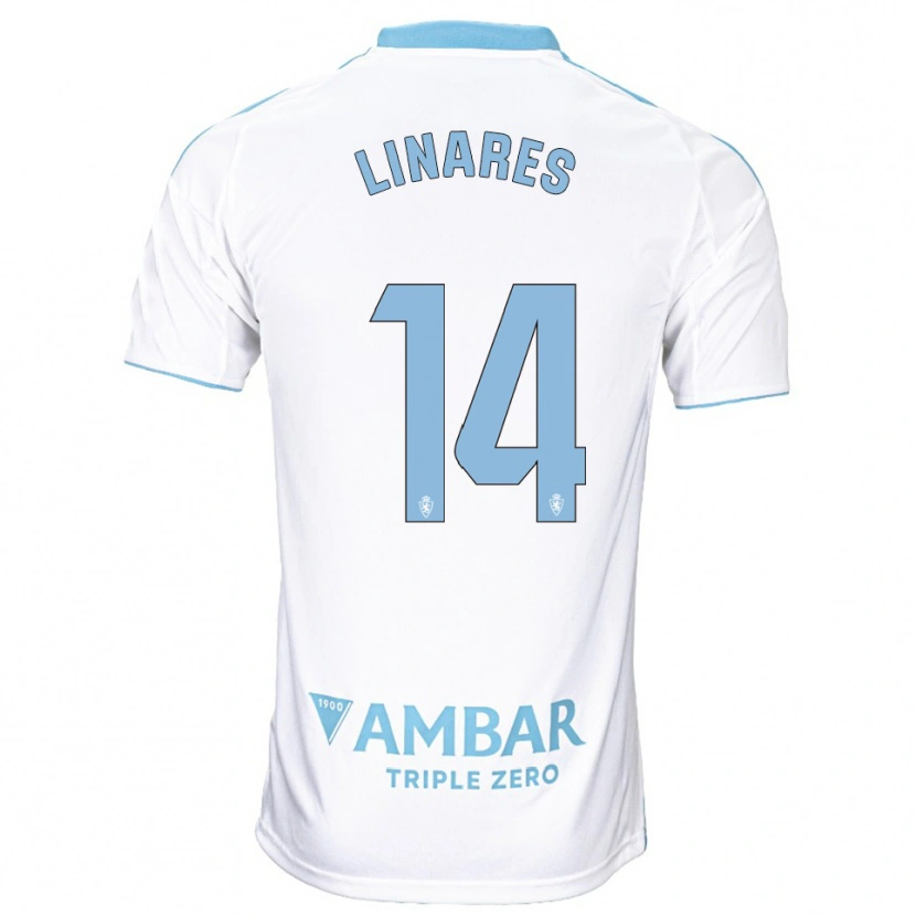 Danxen Dames Ángel Linares #14 Wit Hemelsblauw Thuisshirt Thuistenue 2025/26 T-Shirt