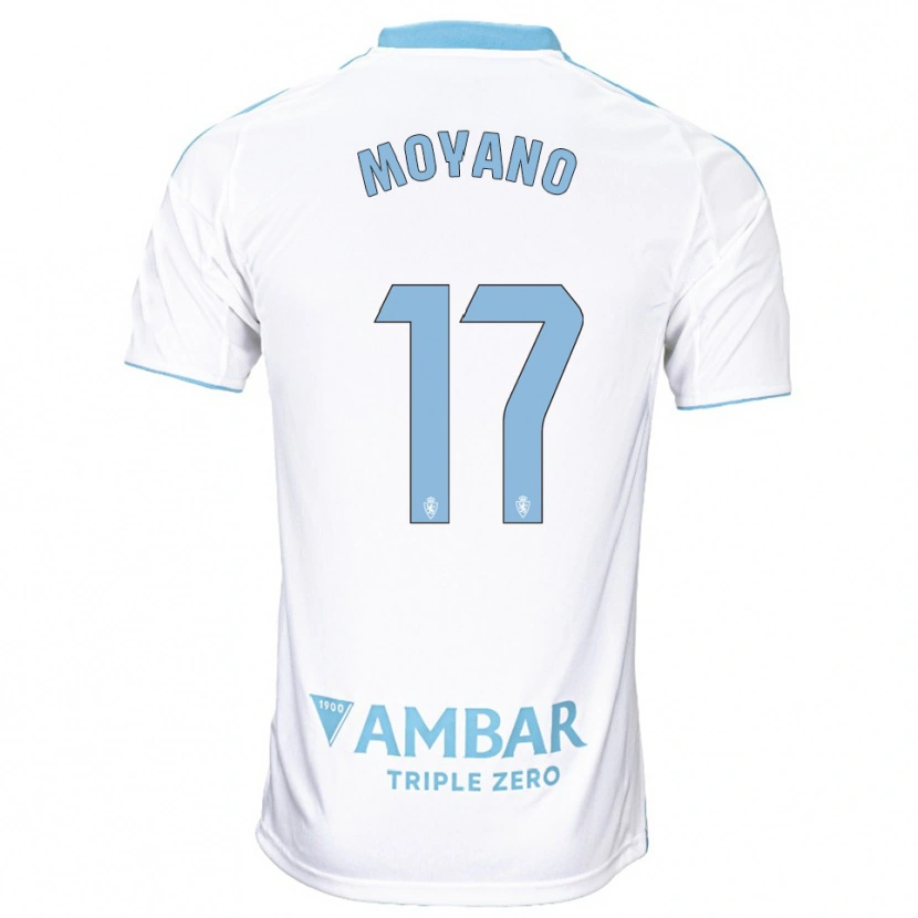 Danxen Dames Sebas Moyano #17 Wit Hemelsblauw Thuisshirt Thuistenue 2025/26 T-Shirt