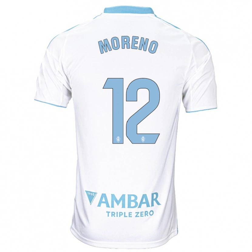 Danxen Dames Eloy Moreno #12 Wit Hemelsblauw Thuisshirt Thuistenue 2025/26 T-Shirt