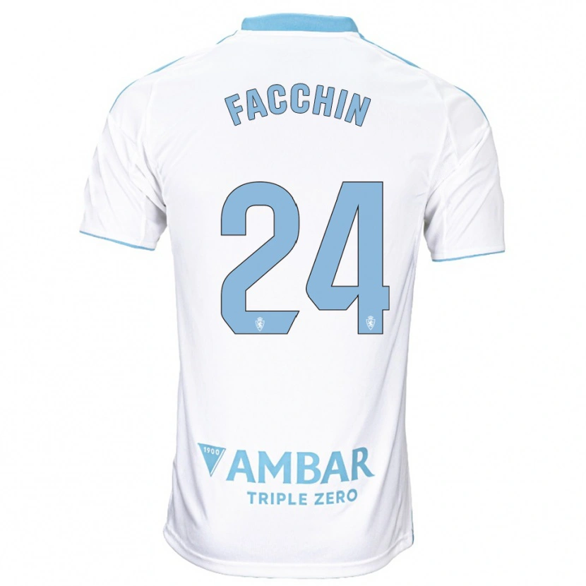 Danxen Dames Enzo Facchin #24 Wit Hemelsblauw Thuisshirt Thuistenue 2025/26 T-Shirt