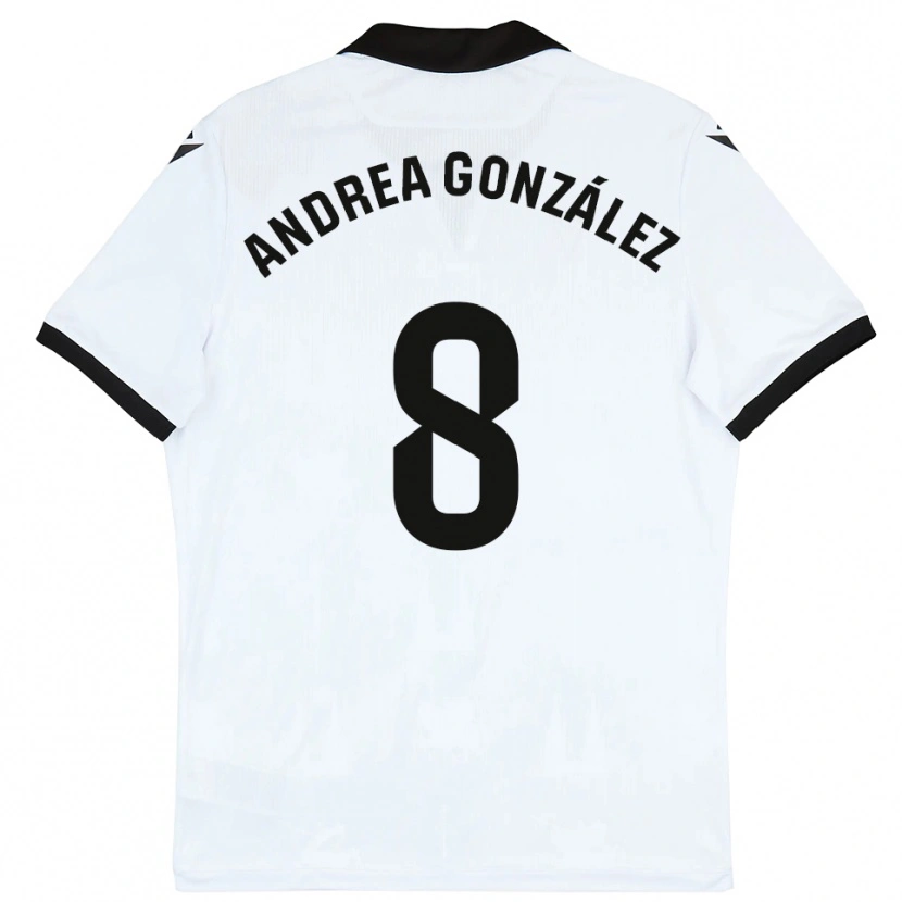 Danxen Dames Andrea González #8 Wit Zwart Thuisshirt Thuistenue 2025/26 T-Shirt