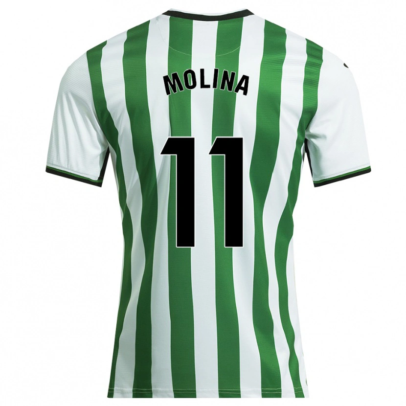 Danxen Dames Antonio Molina #11 Wit Groen Thuisshirt Thuistenue 2025/26 T-Shirt