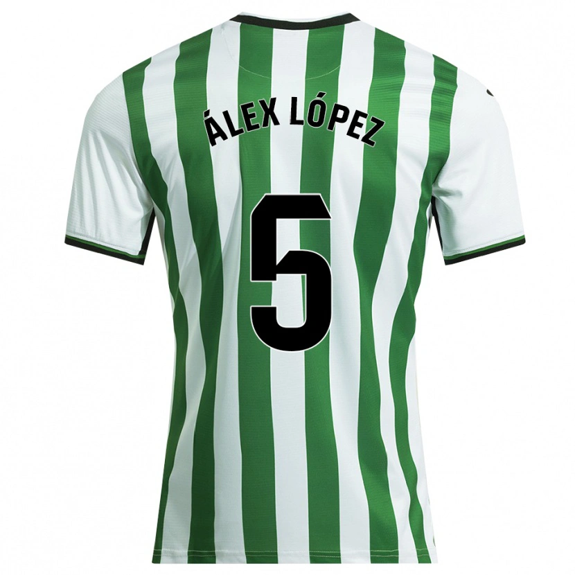 Danxen Dames Álex López #5 Wit Groen Thuisshirt Thuistenue 2025/26 T-Shirt