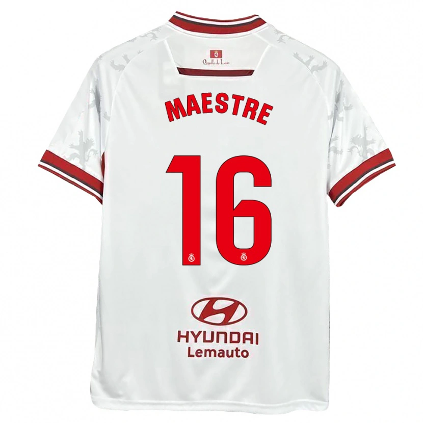 Danxen Dames Sergi Maestre #16 Wit Rood Thuisshirt Thuistenue 2025/26 T-Shirt