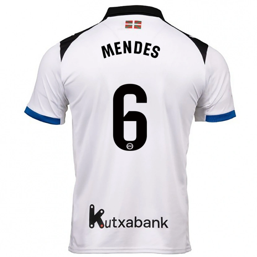 Danxen Dames Tomás Mendes #6 Wit Blauw Uitshirt Uittenue 2025/26 T-Shirt