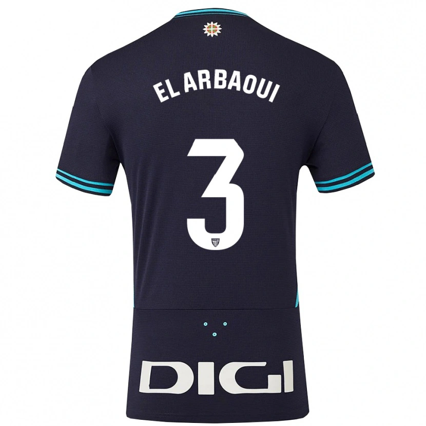 Danxen Dames Ilyas El Arbaoui #3 Marineblauw Hemelsblauw Uitshirt Uittenue 2025/26 T-Shirt
