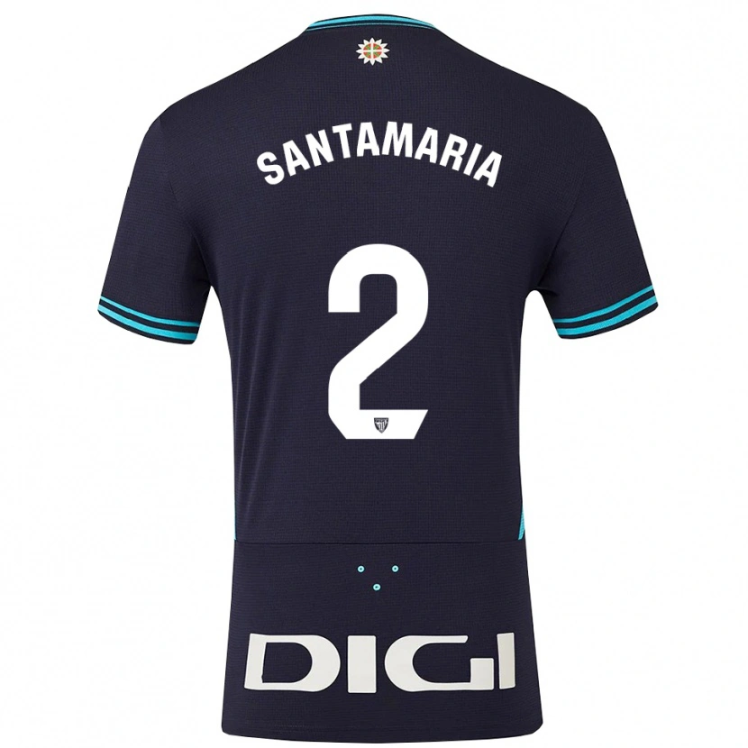 Danxen Dames Unai Santamaría #2 Marineblauw Hemelsblauw Uitshirt Uittenue 2025/26 T-Shirt