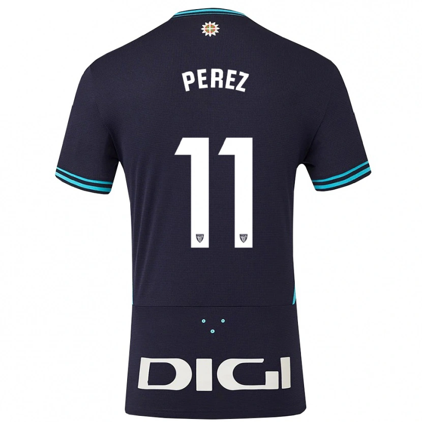 Danxen Dames Adrián Pérez #11 Marineblauw Hemelsblauw Uitshirt Uittenue 2025/26 T-Shirt