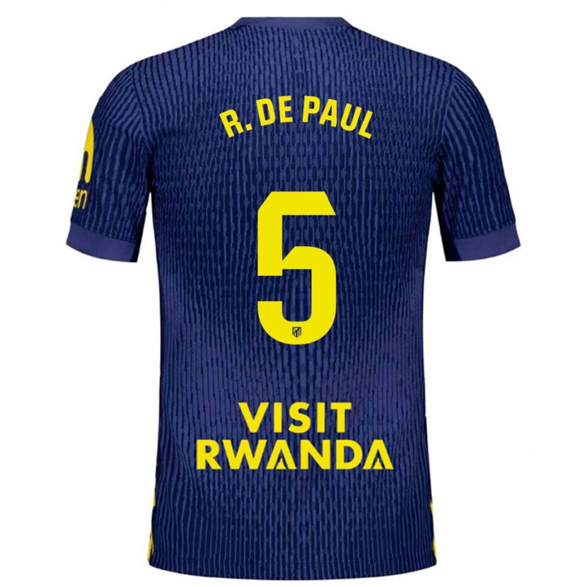 Danxen Dames Rodrigo De Paul #5 Marineblauw Geel Uitshirt Uittenue 2025/26 T-Shirt