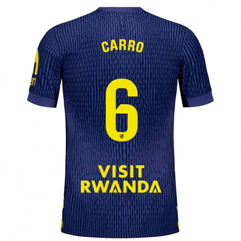 Danxen Dames Mikel Carro #6 Marineblauw Geel Uitshirt Uittenue 2025/26 T-Shirt