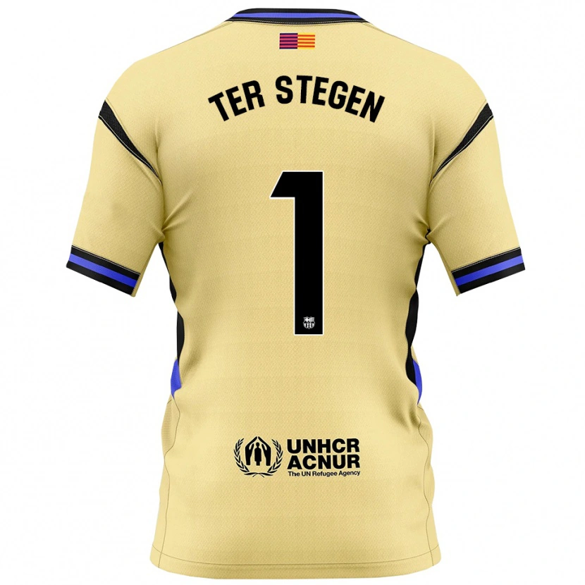 Danxen Dames Marc-André Ter Stegen #1 Geel Zwart Uitshirt Uittenue 2025/26 T-Shirt