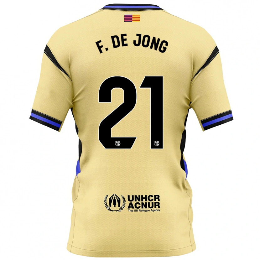 Danxen Dames Frenkie De Jong #21 Geel Zwart Uitshirt Uittenue 2025/26 T-Shirt