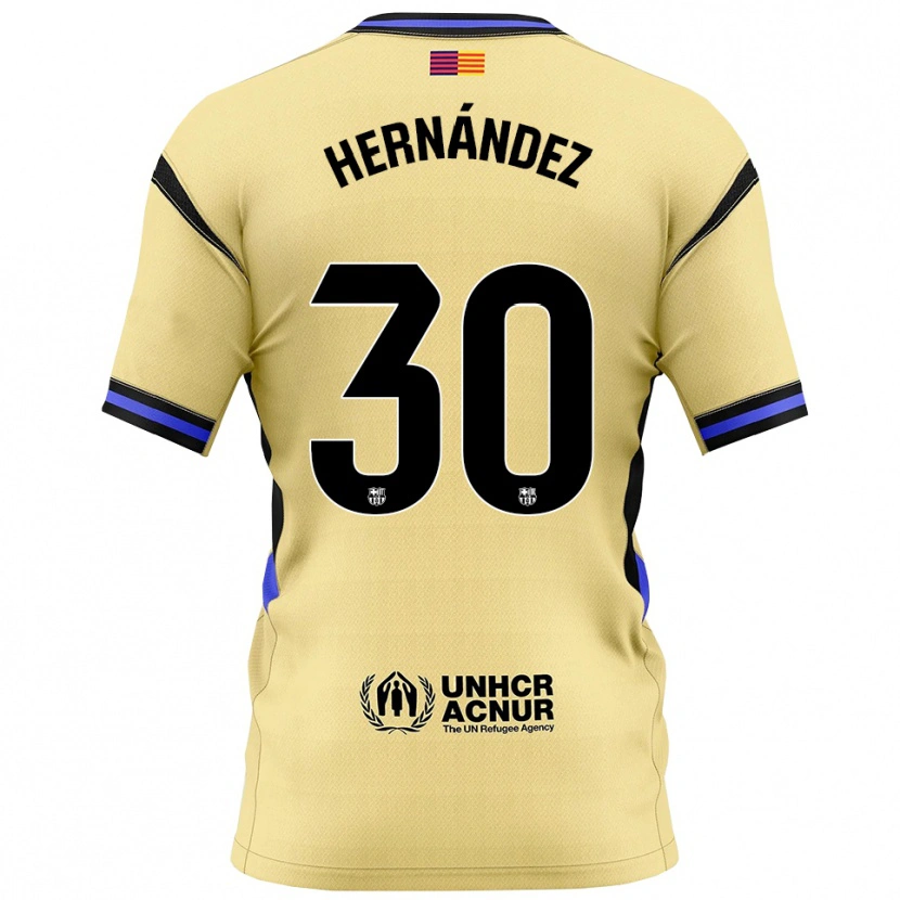 Danxen Dames Juan Hernández #30 Geel Zwart Uitshirt Uittenue 2025/26 T-Shirt