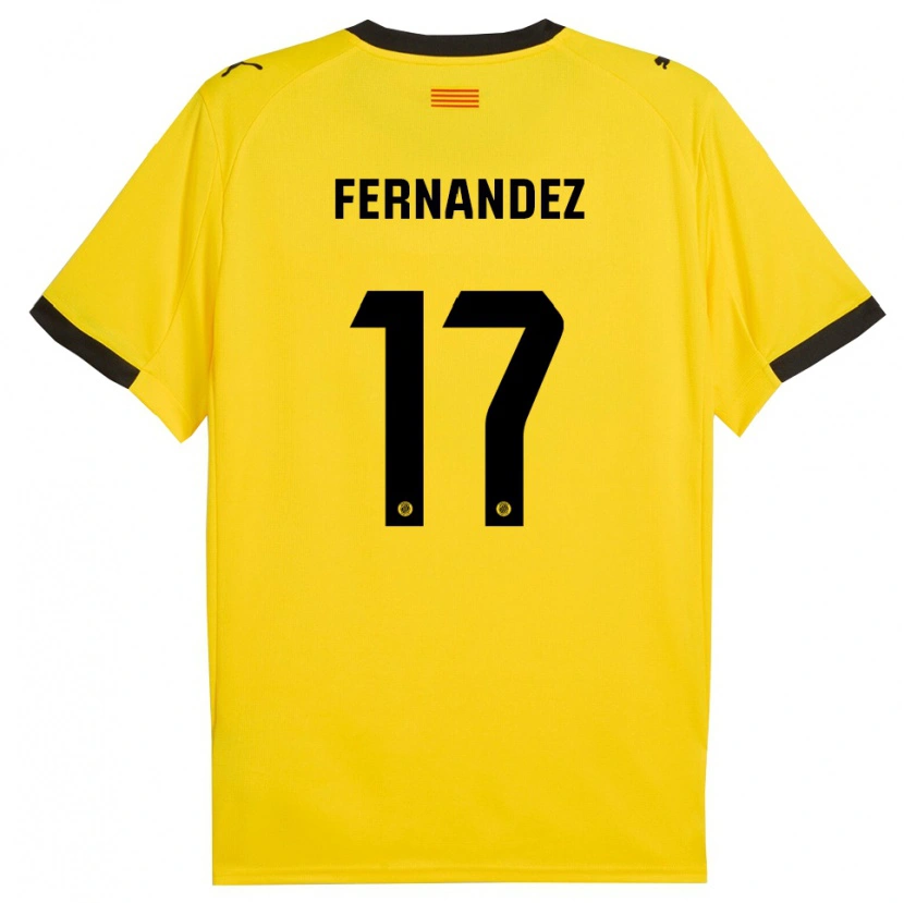 Danxen Dames Daniel Fernández #17 Geel Zwart Uitshirt Uittenue 2025/26 T-Shirt