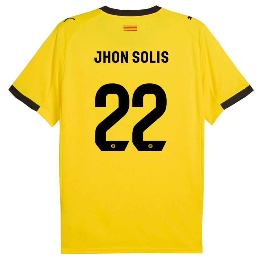 Danxen Dames Jhon Solís #22 Geel Zwart Uitshirt Uittenue 2025/26 T-Shirt