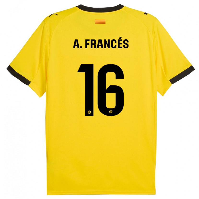 Danxen Dames Alejandro Francés #16 Geel Zwart Uitshirt Uittenue 2025/26 T-Shirt
