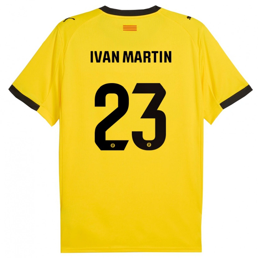Danxen Dames Iván Martín #23 Geel Zwart Uitshirt Uittenue 2025/26 T-Shirt