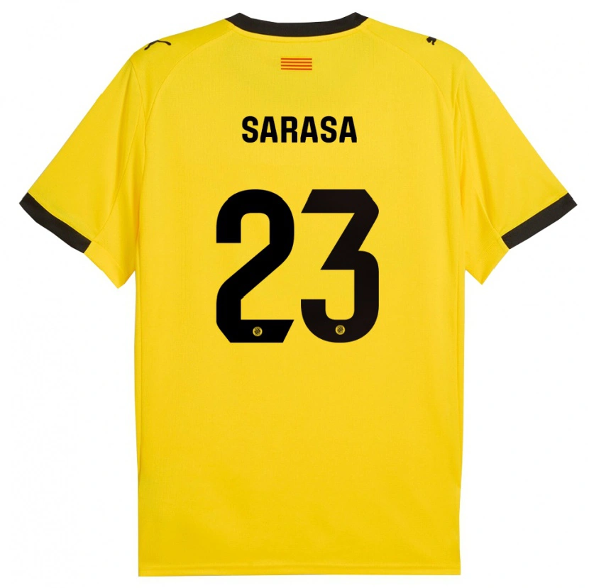 Danxen Dames Javi Sarasa #23 Geel Zwart Uitshirt Uittenue 2025/26 T-Shirt