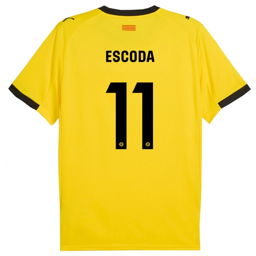 Danxen Dames David Escoda #11 Geel Zwart Uitshirt Uittenue 2025/26 T-Shirt