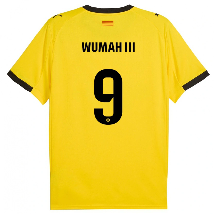 Danxen Dames Edward Wumah Iii #9 Geel Zwart Uitshirt Uittenue 2025/26 T-Shirt