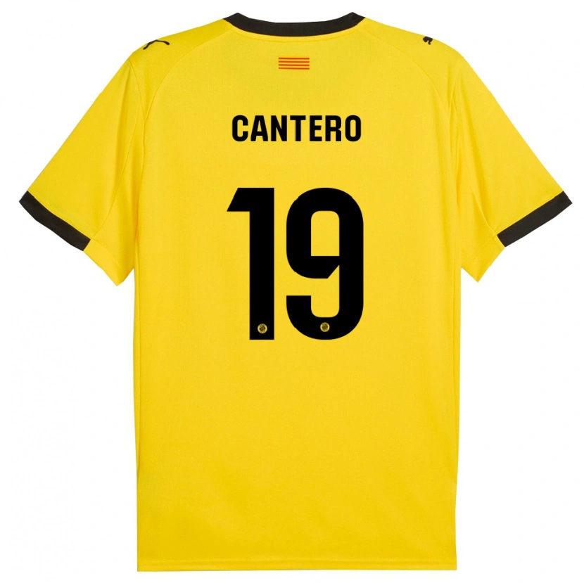 Danxen Dames Adrian Cantero #19 Geel Zwart Uitshirt Uittenue 2025/26 T-Shirt