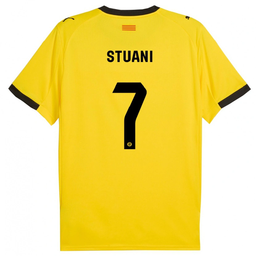 Danxen Dames Cristhian Stuani #7 Geel Zwart Uitshirt Uittenue 2025/26 T-Shirt